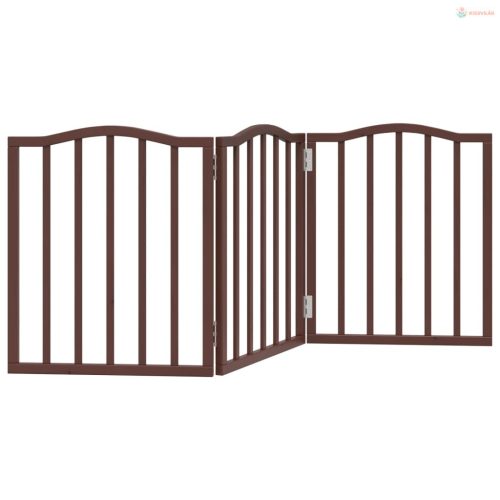 Barna nyárfa 3 paneles összecsukható kutyakapu 150 cm
