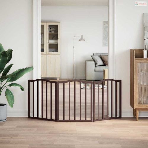 Barna nyárfa 3 paneles összecsukható kutyakapu 150 cm