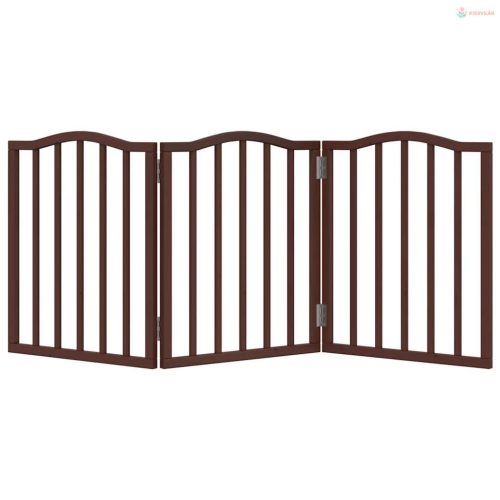 Barna nyárfa 3 paneles összecsukható kutyakapu 150 cm