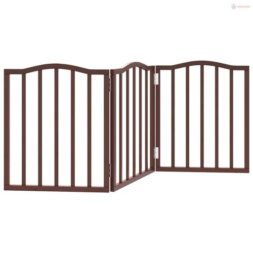 Barna nyárfa 3 paneles összecsukható kutyakapu 150 cm