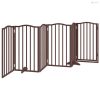 Barna nyárfa 6 paneles összecsukható kutyakapu ajtóval 300 cm