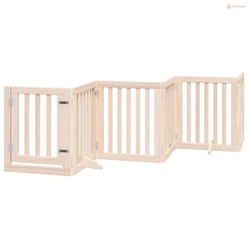 Összecsukható ajtós kutyakapu 6 panellel, 300 cm, nyárfa