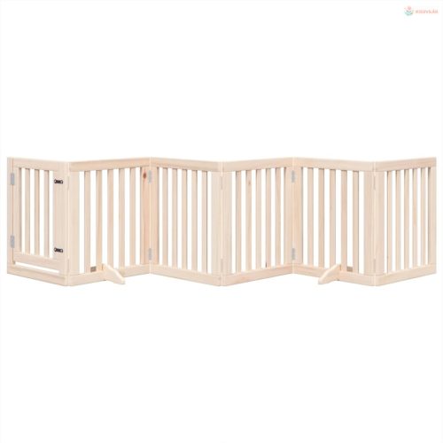 Összecsukható ajtós kutyakapu 6 panellel, 300 cm, nyárfa