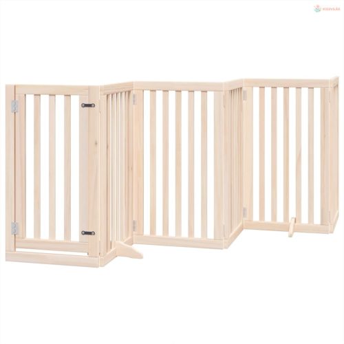 Összecsukható ajtós kutyakapu 6 panellel, 300 cm, nyárfa