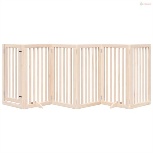 Összecsukható ajtós kutyakapu 6 panellel, 300 cm, nyárfa