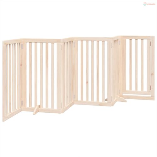 Összecsukható ajtós kutyakapu 6 panellel, 300 cm, nyárfa