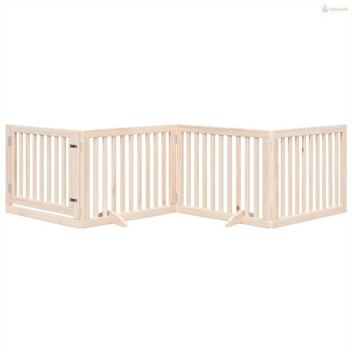 Nyárfa kutyakapu összecsukható ajtóval, 4 panellel, 320 cm