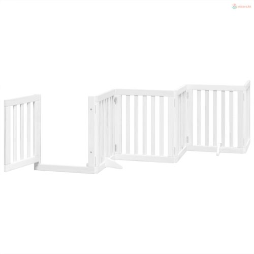 Fehér nyárfa 6 paneles összecsukható kutyakapu ajtóval 300 cm