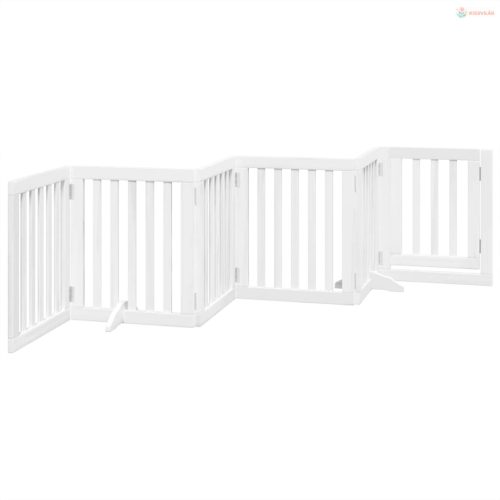 Fehér nyárfa 6 paneles összecsukható kutyakapu ajtóval 300 cm