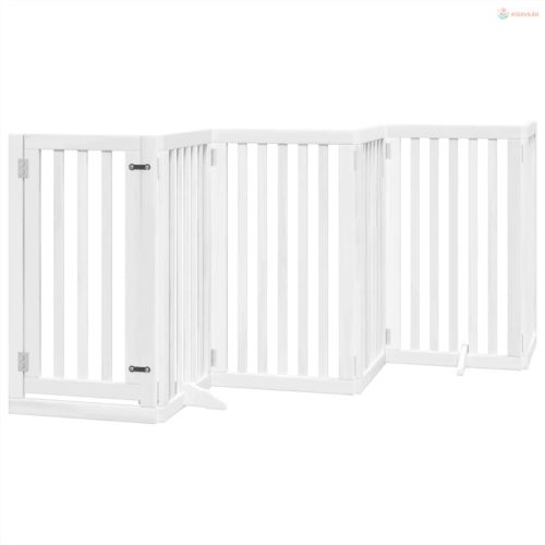 Fehér nyárfa 6 paneles összecsukható kutyakapu ajtóval 300 cm