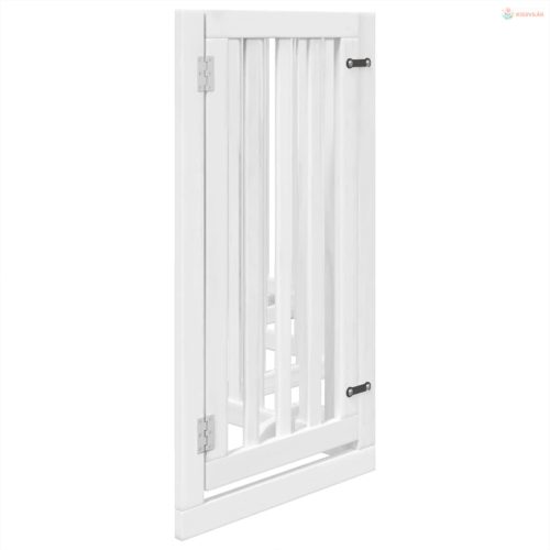 Fehér nyárfa 6 paneles összecsukható kutyakapu ajtóval 300 cm