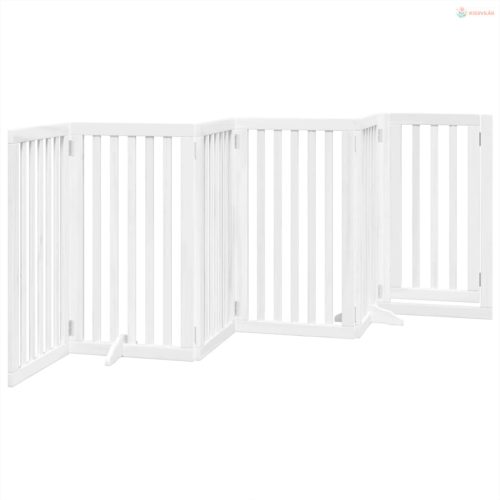 Fehér nyárfa 6 paneles összecsukható kutyakapu ajtóval 300 cm