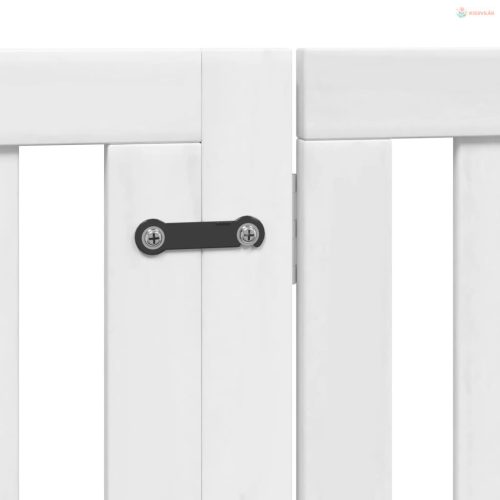 Fehér nyárfa 4 paneles összecsukható kutyakapu ajtóval 320 cm