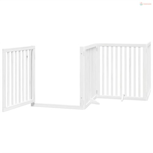 Fehér nyárfa 4 paneles összecsukható kutyakapu ajtóval 320 cm