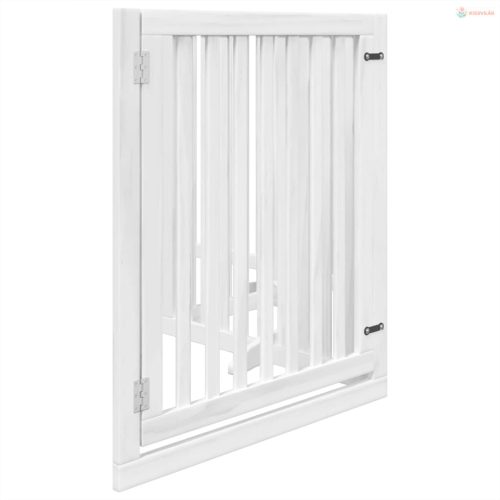 Fehér nyárfa 4 paneles összecsukható kutyakapu ajtóval 320 cm