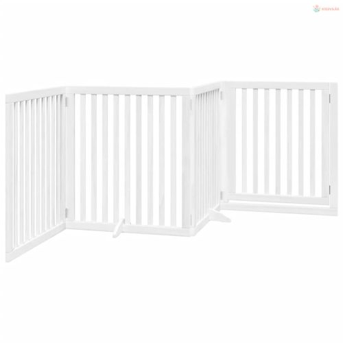 Fehér nyárfa 4 paneles összecsukható kutyakapu ajtóval 320 cm