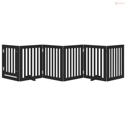 Fekete nyárfa 6 paneles összecsukható kutyakapu ajtóval 300 cm