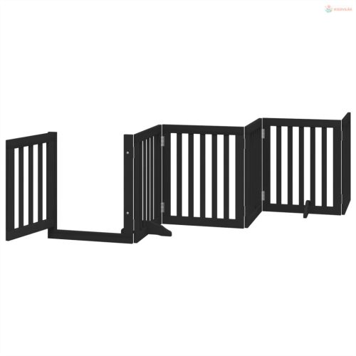 Fekete nyárfa 6 paneles összecsukható kutyakapu ajtóval 300 cm