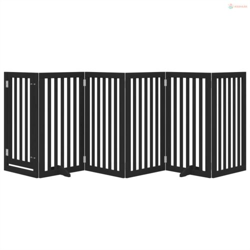 Fekete nyárfa 6 paneles összecsukható kutyakapu ajtóval 300 cm