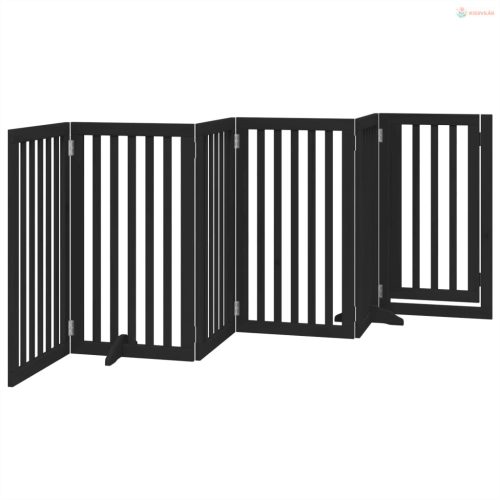 Fekete nyárfa 6 paneles összecsukható kutyakapu ajtóval 300 cm