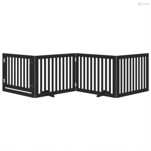 Fekete nyárfa 4 paneles összecsukható kutyakapu ajtóval 320 cm