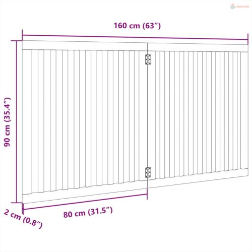 Fekete nyárfa 2 paneles összecsukható kutyakapu 160 cm