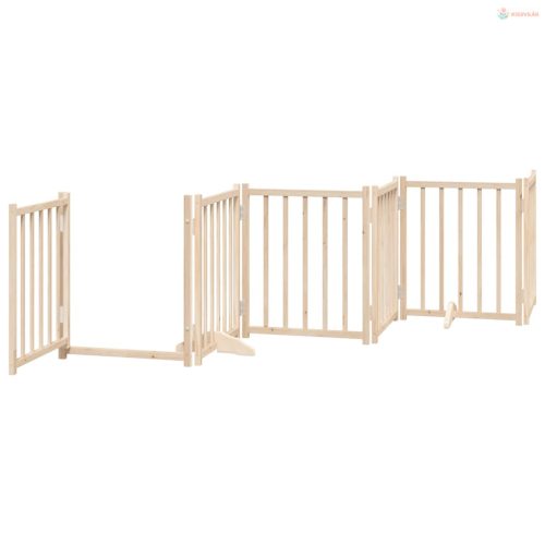 Tömör fenyőfa 6 paneles összecsukható kutyakapu ajtóval 300 cm