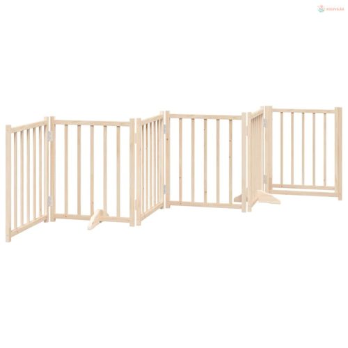 Tömör fenyőfa 6 paneles összecsukható kutyakapu ajtóval 300 cm