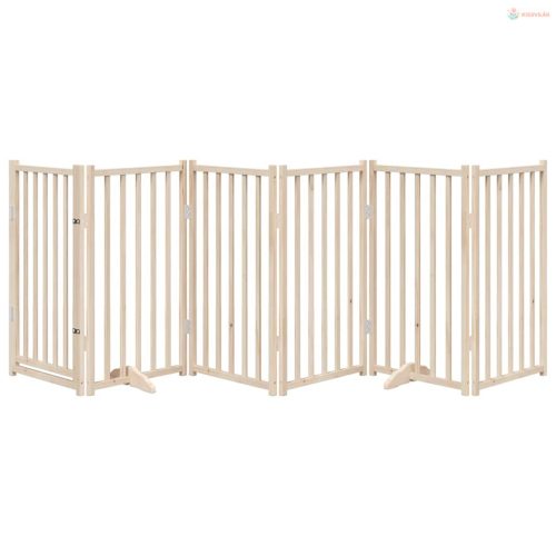 Tömör fenyőfa kutyakapu összecsukható ajtóval, 6 panel, 300 cm