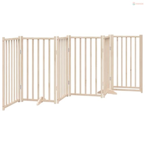 Tömör fenyőfa kutyakapu összecsukható ajtóval, 6 panel, 300 cm