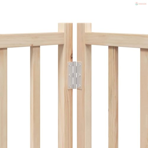 Tömör fenyőfa 4 paneles összecsukható kutyakapu ajtóval 320 cm