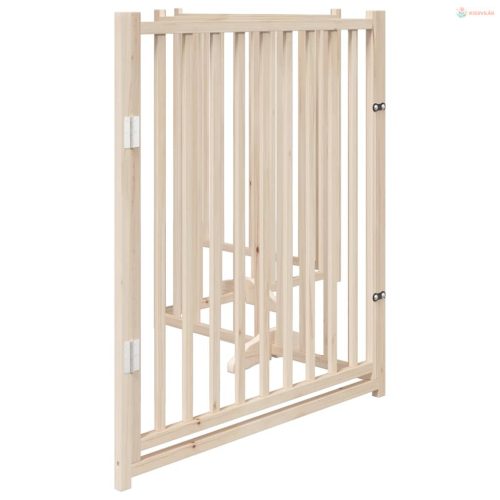 Tömör fenyőfa kutyakapu összecsukható ajtóval, 4 panellel, 320 cm