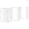 Fehér tömör fa 6 paneles összecsukható kutyakapu ajtóval 300 cm