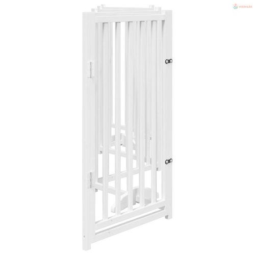 Fehér tömör fa 6 paneles összecsukható kutyakapu ajtóval 300 cm