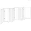 Fehér tömör fa 6 paneles összecsukható kutyakapu ajtóval 300 cm