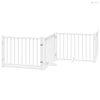 Fehér tömör fa 4 paneles összecsukható kutyakapu ajtóval 320 cm