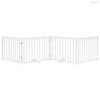 Fehér tömör fa 4 paneles összecsukható kutyakapu ajtóval 320 cm