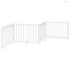 Fehér tömör fa 4 paneles összecsukható kutyakapu ajtóval 320 cm