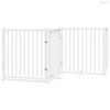 Fehér tömör fa 4 paneles összecsukható kutyakapu ajtóval 320 cm