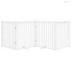 Fehér tömör fa 4 paneles összecsukható kutyakapu ajtóval 320 cm