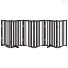 Fekete tömör fa 6 paneles összecsukható kutyakapu ajtóval 300cm