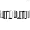 Fekete tömör fa 4 paneles összecsukható kutyakapu ajtóval 320cm