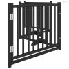 Fekete tömör fa 4 paneles összecsukható kutyakapu ajtóval 320cm