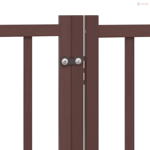 Barna tömör fa 6 paneles összecsukható kutyakapu ajtóval 300 cm