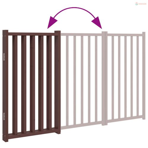 Barna tömör fenyőfa 3 paneles összecsukható kutyakapu 150 cm