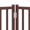 Barna tömör fa 4 paneles összecsukható kutyakapu ajtóval 320 cm