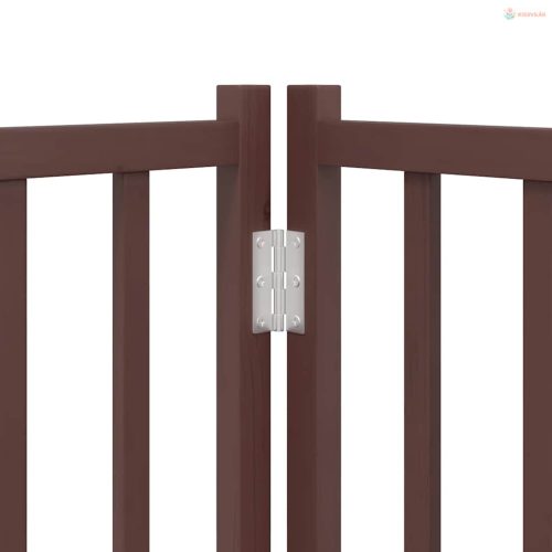 Barna tömör fa 4 paneles összecsukható kutyakapu ajtóval 320 cm