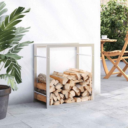 Rozsdamentes acél tűzifatároló 50 x 28 x 56 cm