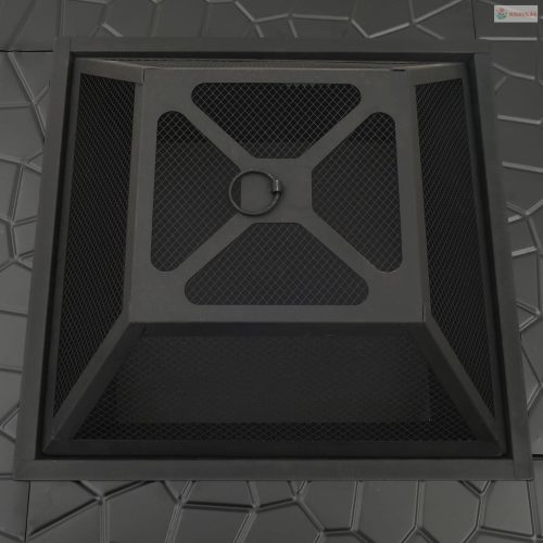 Acél XXL méretű tűztál piszkavassal 79 x 79 x 46,5 cm