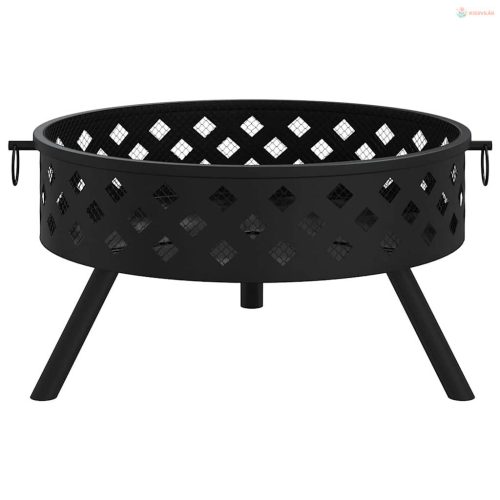 Acél XXL méretű tűztál piszkavassal 58 cm